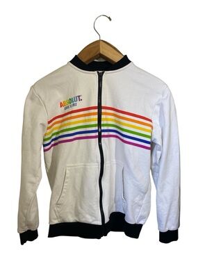 Absolut Pride Rainbow Bomber Jacket Zip Up Size Medium 🌈